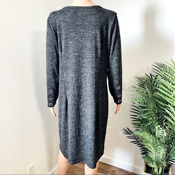 Tacera Gray Grommet Neckline Shift Dress Sz XL - Picture 4 of 13